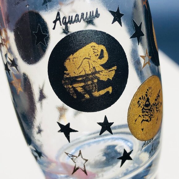 Vintage VAN PAK Zodiac Sign Stars Glass Salt Pepper Shaker Set Made in Canada - Picture 12 of 12